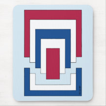 Rektangulär Abstrakt i rött, vitt och blått