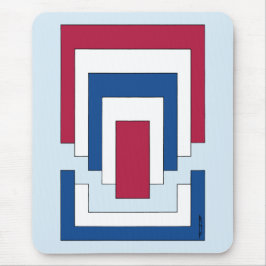 Rektangulär Abstrakt i rött, vitt och blått Musmatta