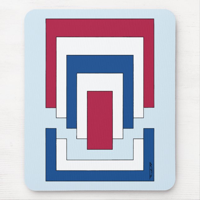 Rektangulär Abstrakt i rött, vitt och blått Musmatta (Framsidan)