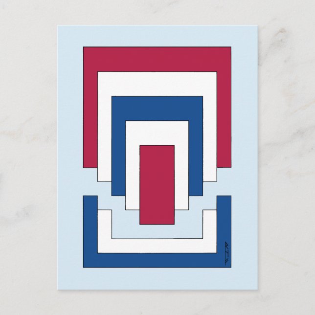 Rektangulär Abstrakt i rött, vitt och blått Vykort (Framsida)