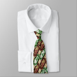 Rektangulär delar, kardad och fläckig, brun grönt slips