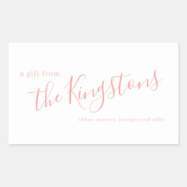 Rektangulär etikett för Namn Rosa-skript