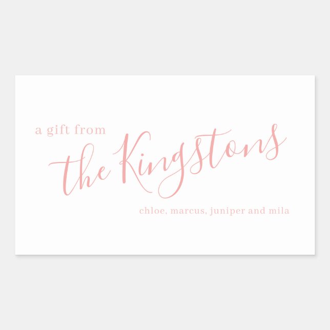 Rektangulär etikett för Namn Rosa-skript (Framsida)