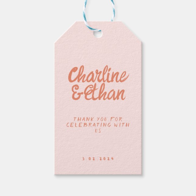 Rektangulär etikett för rosa Handskrift Retro Bröl (Framsidan)