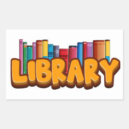 Rektangulär fästpunkt för bibliotek rektangulärt klistermärke