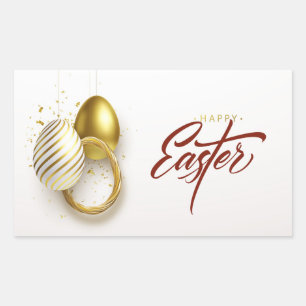 Rektangulär fästpunkt för glad påsk rektangulärt klistermärke