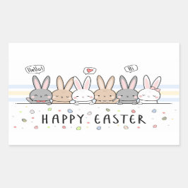 Rektangulär fästpunkt för glad påsk rektangulärt klistermärke
