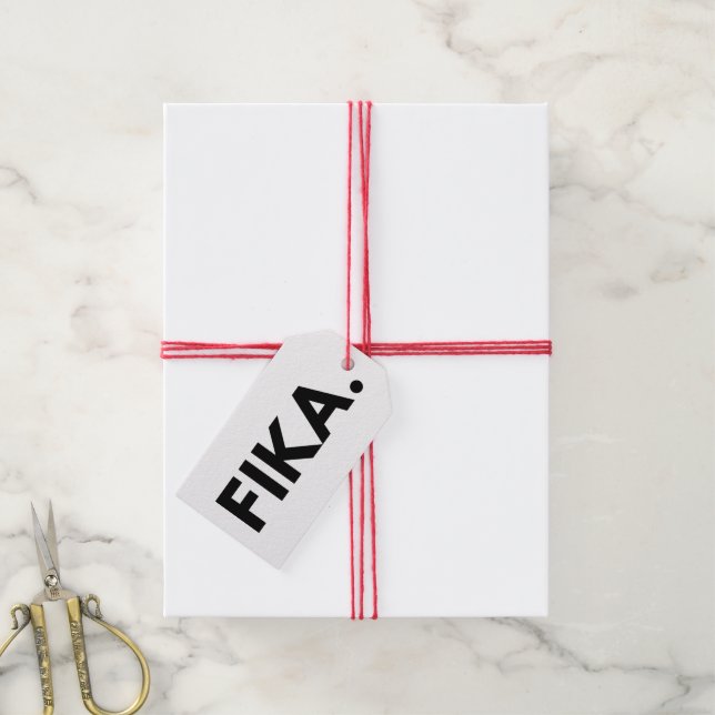 Rektangulär fika fet presentetikett (Med Snöre)