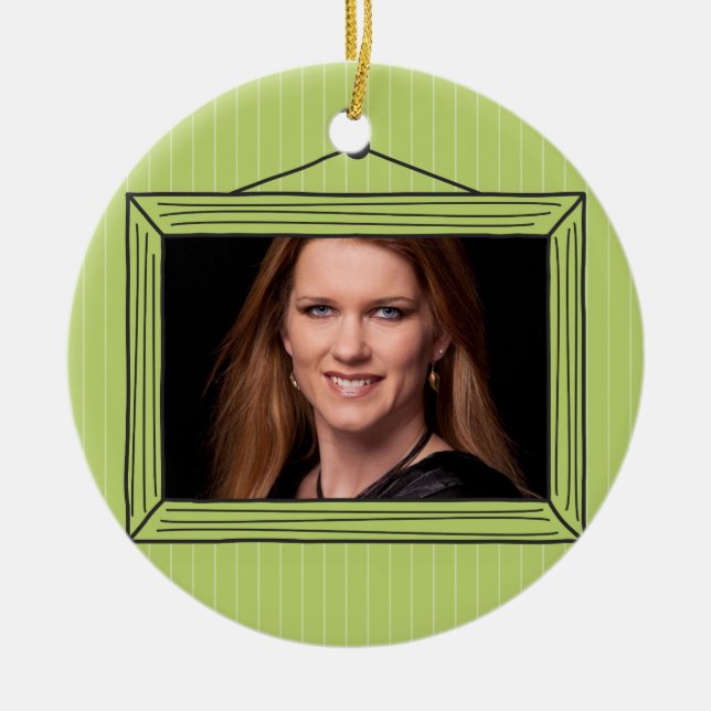 Rektangulär handdrawn bildram julgransprydnad keramik (Framsidan)