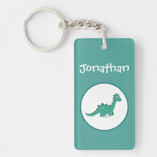 Rektangulär känd keychain för personligdinosaur (Framsidan)