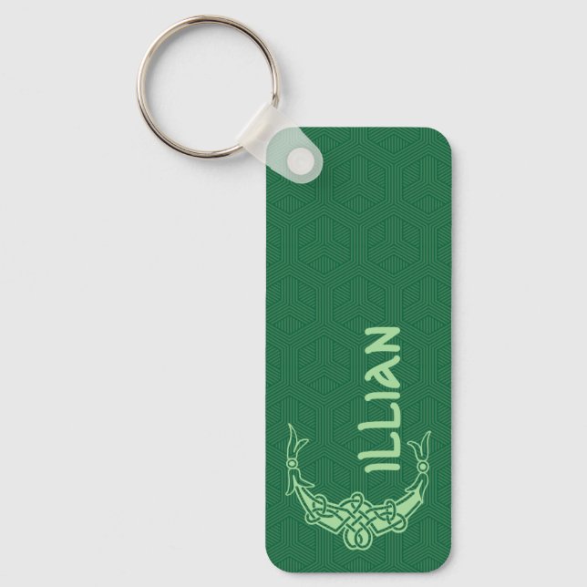 Rektangulär keltisk Kej dekorativ versalt C Nyckelring (Framsida)