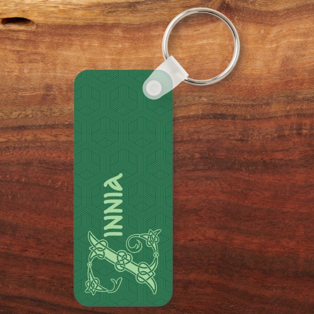 Rektangulär keltisk Knot Decorative Capital Z Nyckelring (Baksida)