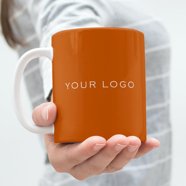 Rektangulär logotyp för bränd orange kaffemugg (Skapare uppladdad)