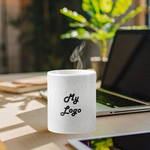 Rektangulär logotyp för företag i silver kaffemugg