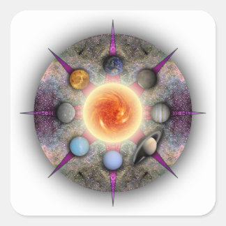 Rektangulär markering för planetära mandala fyrkantigt klistermärke