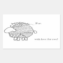 Rektangulär märkning av får av garn rektangulärt klistermärke