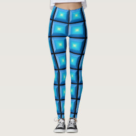 Rektangulär optisk Illusion Aqua-Abstrakt Leggings