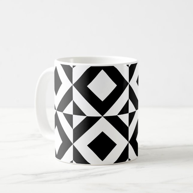 Rektangulär rektangel med vitt svart kvadrat, Möns Kaffemugg (Framsida vänster)