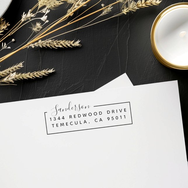 Rektangulär Returadress för det senaste skriptnamn Självfärgande Stämpel (Skapare uppladdad)