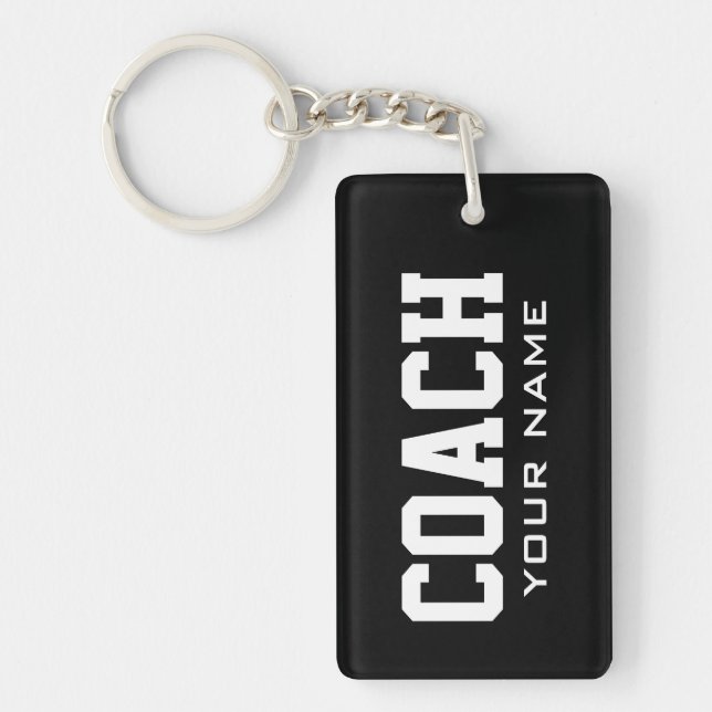 Rektangulär sportcoachs nyckelring med anpassat na (Framsidan)