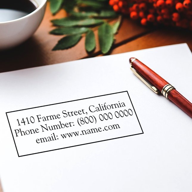 Rektangulär svart vit enkel Adress Självfärgande Stämpel (Skapare uppladdad)