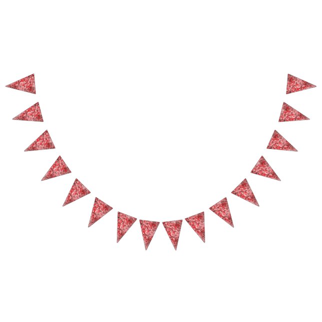 Rektangulär textildesign med ornerad röd, vit, vimplar (Alla)