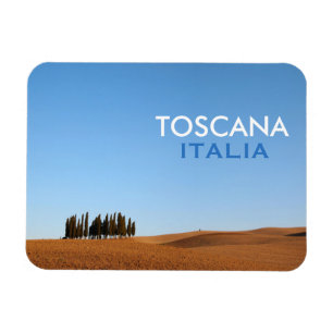 Rektangulär Tuscany magnet med cypressen och text
