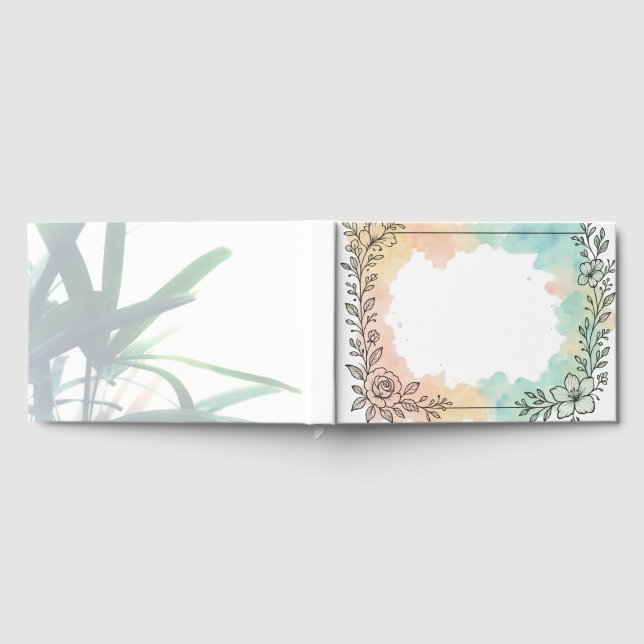 Rektangulär vattenfärgsruta för minsta svarta Blom Gästböcker (Full)