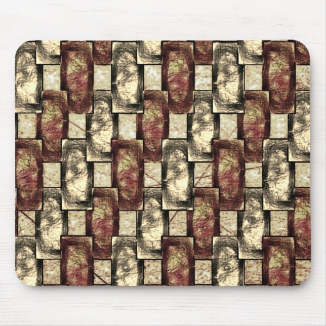 Rektangulära bitar skurna och prickiga, gyllene rö musmatta (Framsidan)