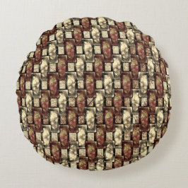 Rektangulära bitar snidade fläckiga, bruna gyllene rund kudde