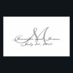 Rektangulära Bröllopsetiketter för grått och vitt  Rektangulärt Klistermärke<br><div class="desc">Grått och vita monogramBröllopsetiketter för Vin Flaskor eller bröllopsfavoriter. Elke Clarke©</div>