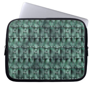Rektangulära former i mörk och prickad grönt laptop fodral