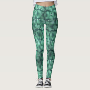 Rektangulära former i mörk och prickad grönt leggings