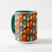 Rektangulära plakat med bärgad och nedfläckad grön