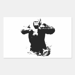 Rektangulärstämpel för popup-teckning Gorilla Beat Rektangulärt Klistermärke