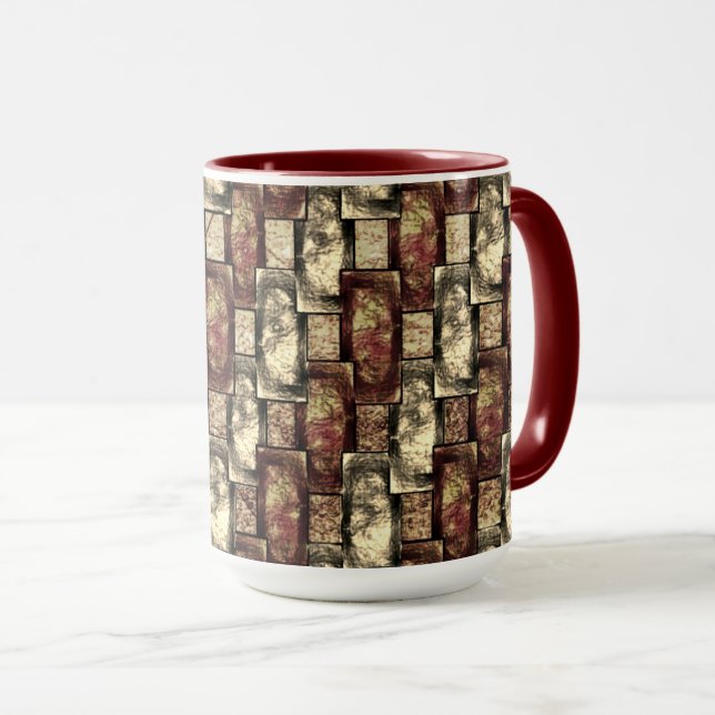 Rektangulärt delart, karvat och fläckat, guldrött mugg (Framsida höger)