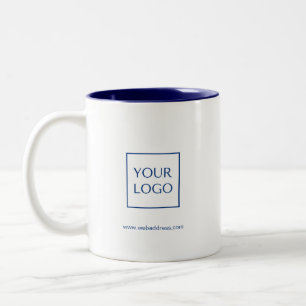Rektangulärt kaffe Mugg i Logotyp för marint blått
