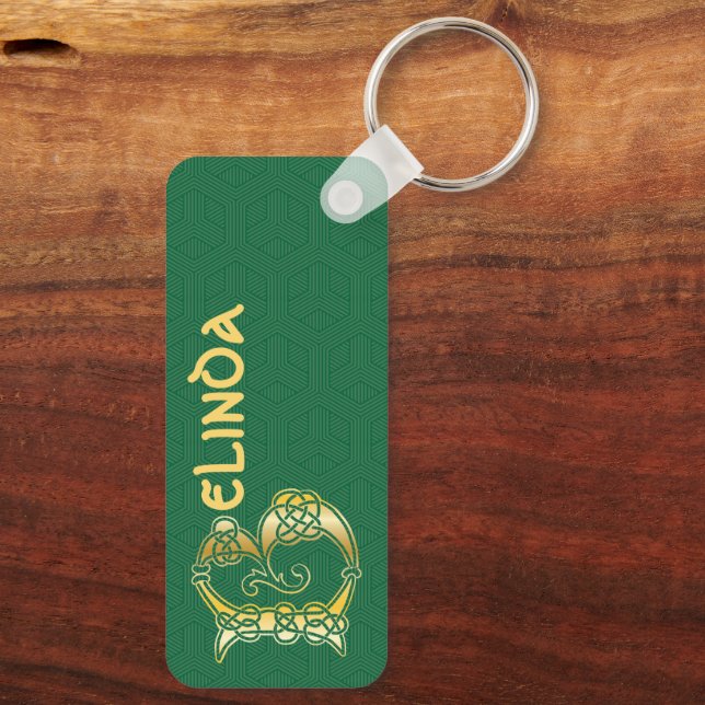 Rektangulärt keltiskt Knot dekorativt versalt B Nyckelring (Baksida)