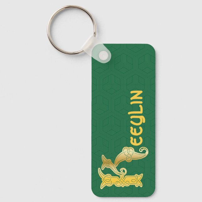 Rektangulärt keltiskt Knot dekorativt versalt K Nyckelring (Framsida)