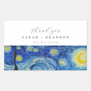 Rektangulärt streck för Starry Night Bröllop Klistermärke
