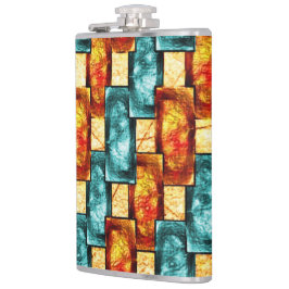 Rektangulärt tallrikar, nedfläckad, cyan-orange fickplunta