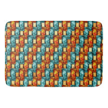 Rektangulärt tallrikar, nedfläckad, orange cyan