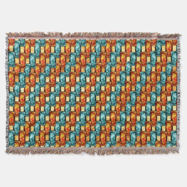 Rektangulärt tallrikar, nedfläckad, orange cyan filt (Framsidan)