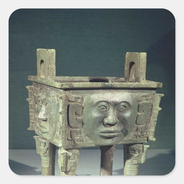 Rektangulärt 'tingsfartyg' med ansikte fyrkantigt klistermärke (Framsida)