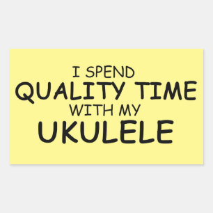 Rektangulärt Ukulele-märke för kvalitetstid Klistermärke