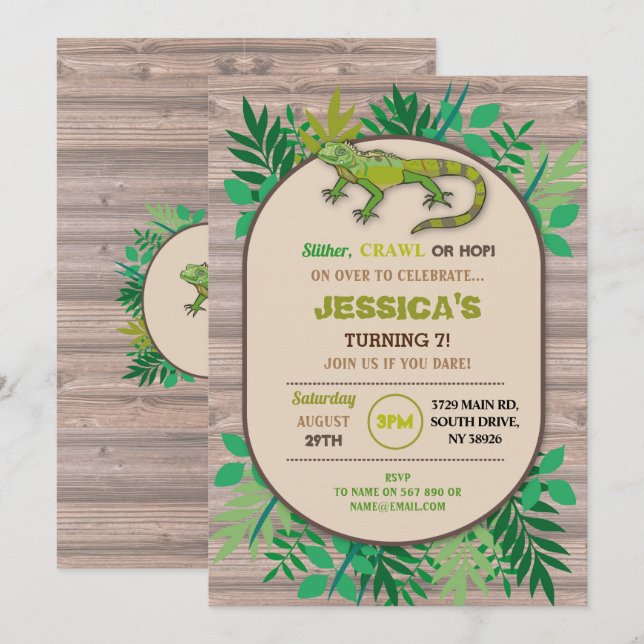 Rektila barns födelsedagsljud Crawl Inbjudningar (Fram/baksida)