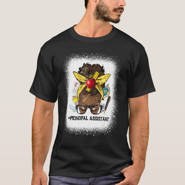 Rektor Assistant Afro Messy Bun Back to school T Shirt (Framsida)