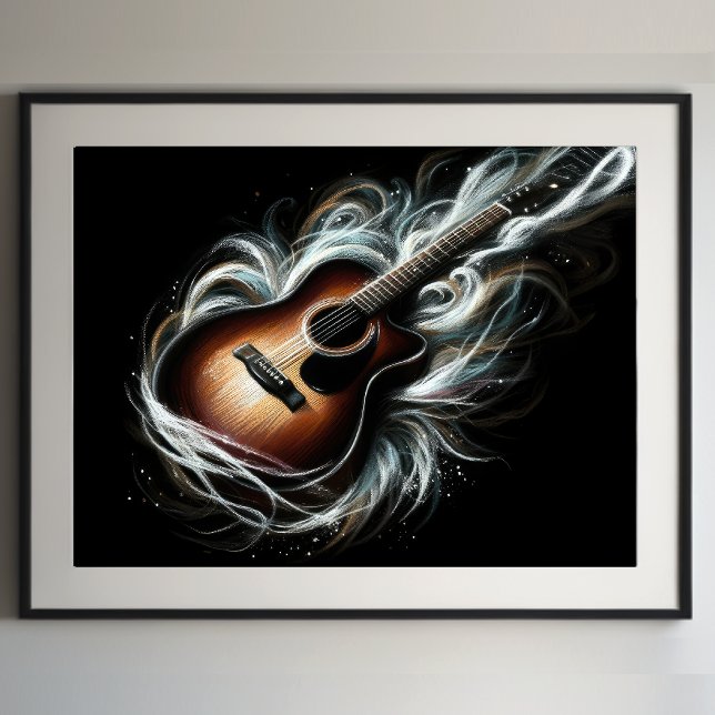 Rektordskriven Teckning Stag Acoustic Guitar Poster (Skapare uppladdad)