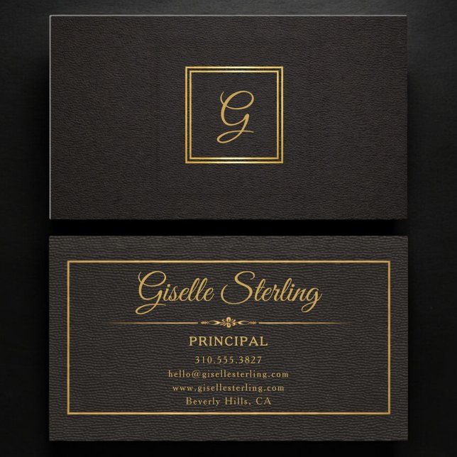 Rektors Monogrammerade Guld Svart Professionell Visitkort (Skapare uppladdad)