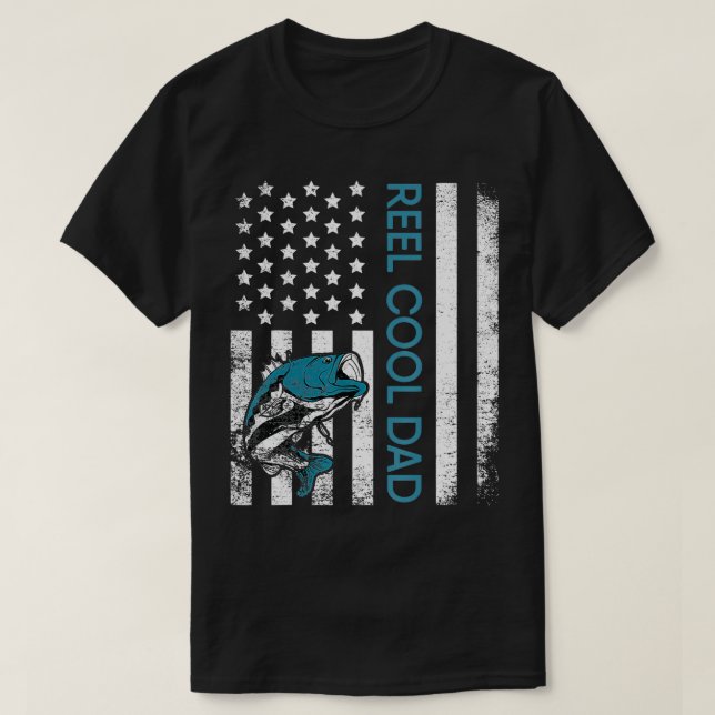 rel coola pappa USA flagga fiskare pappa far T Shirt (Design framsida)